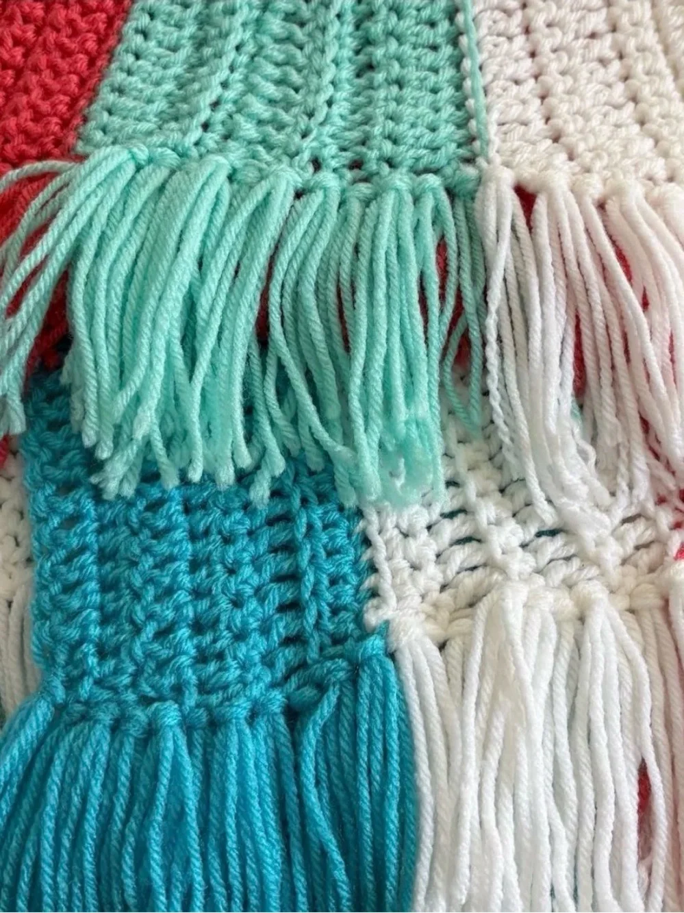 Striped Crochet Fringe Throw Blanket - Bold Summer Stripes